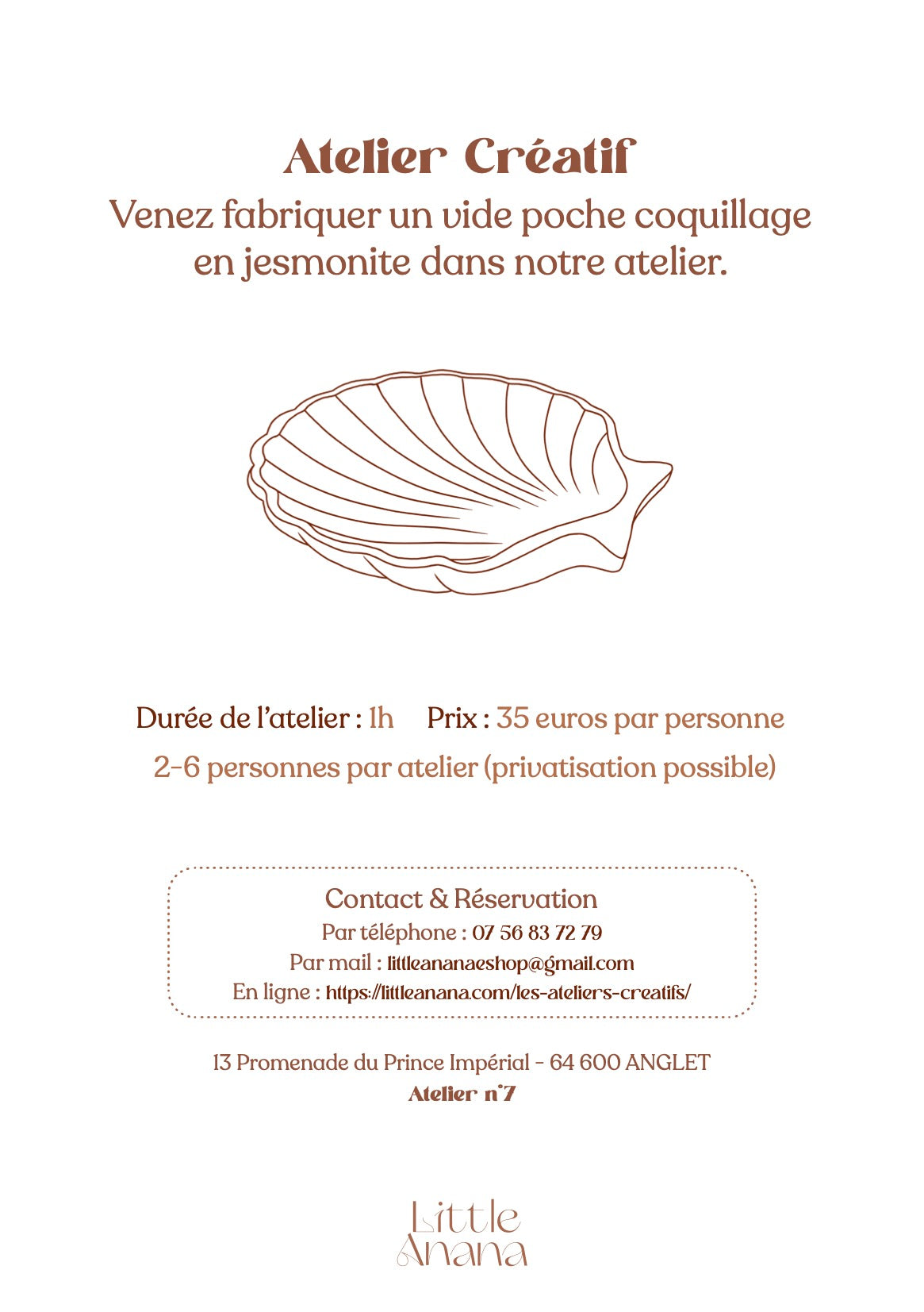 Bon cadeau Atelier vide poche Coquillage en Jesmonite