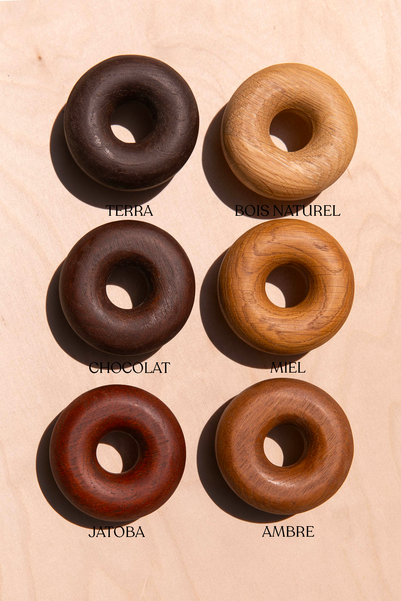 Poignées forme Donut en chêne