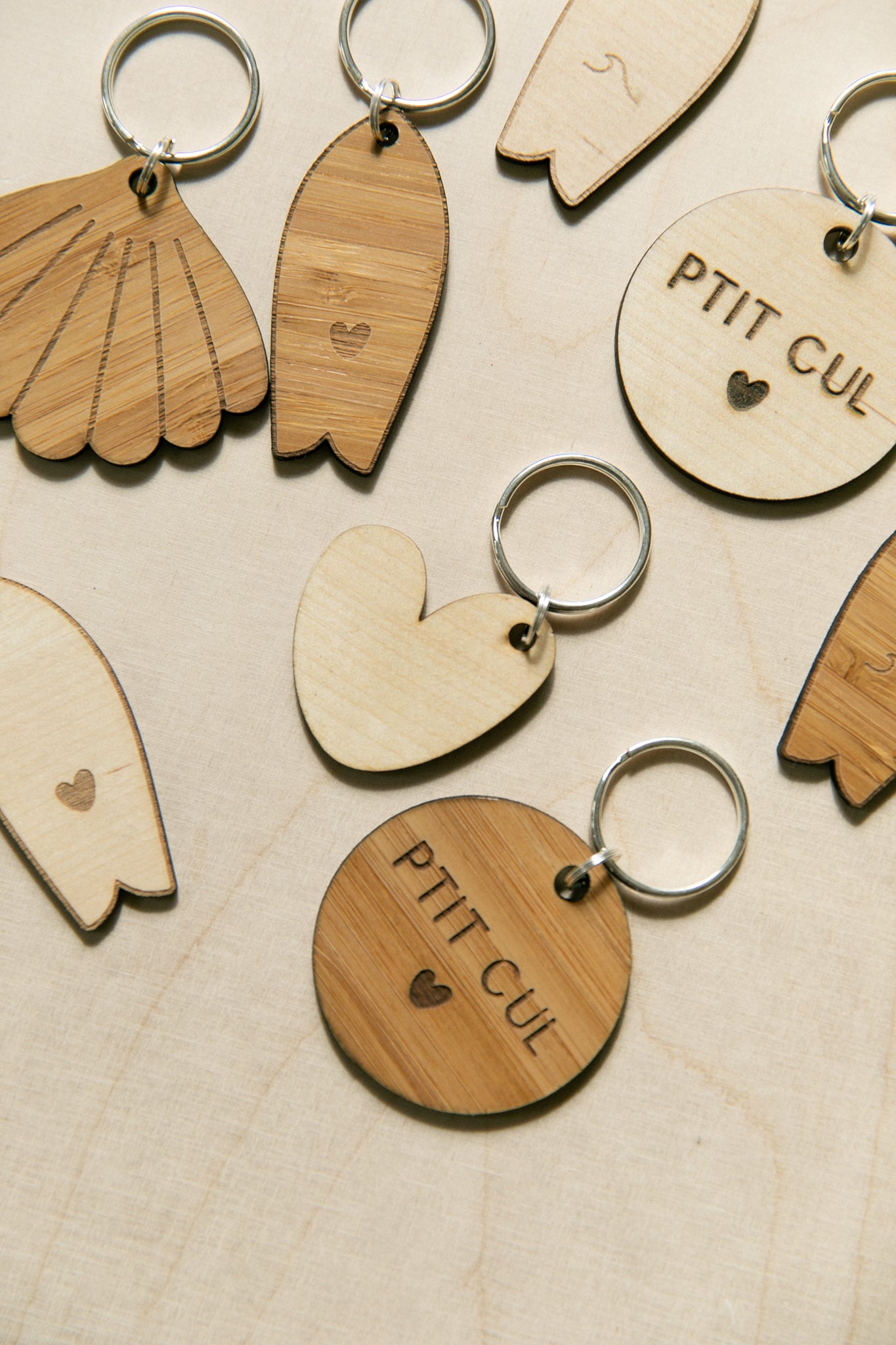 Wooden Heart Keychain