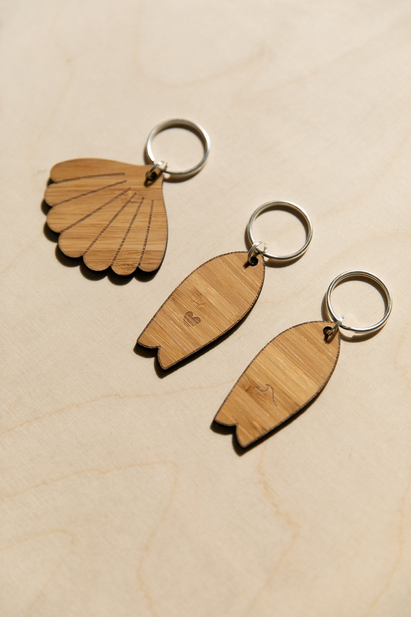 Wooden shell key ring