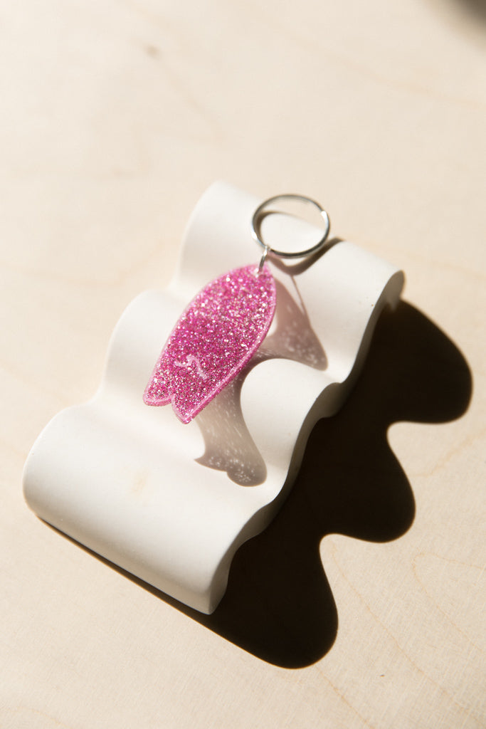 Porte-clés Surf motif vague Paillettes