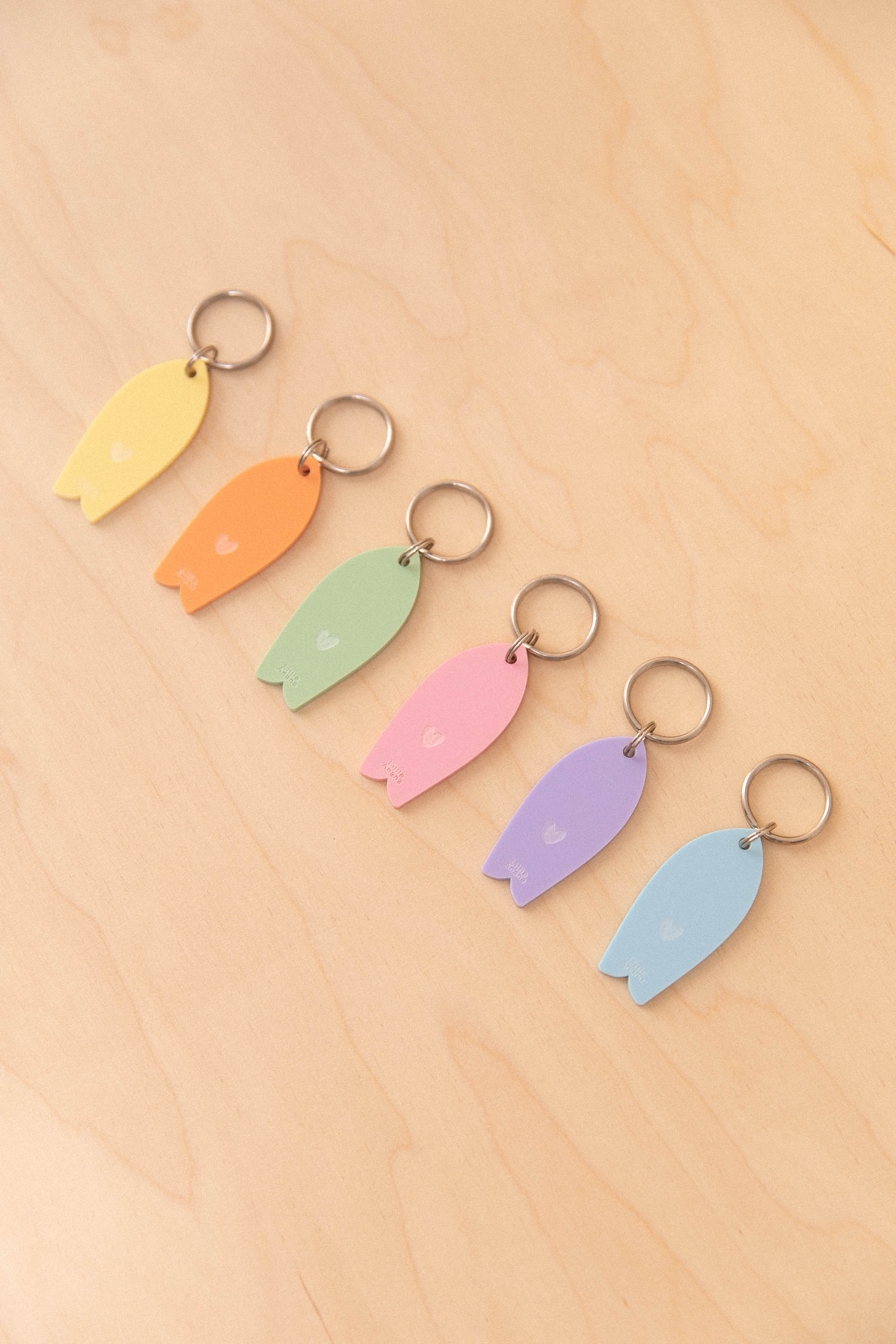 Pastel Heart Surf Keyring