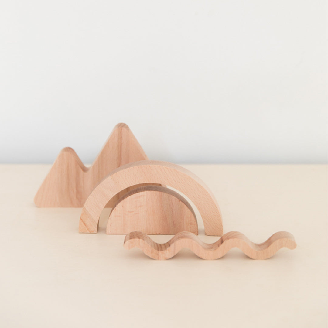 Decorative object set in beech wood SUNSET imperfect