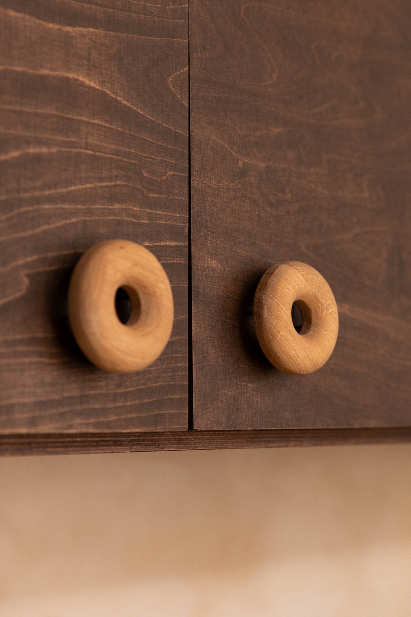Poignées forme Donuts en chêne