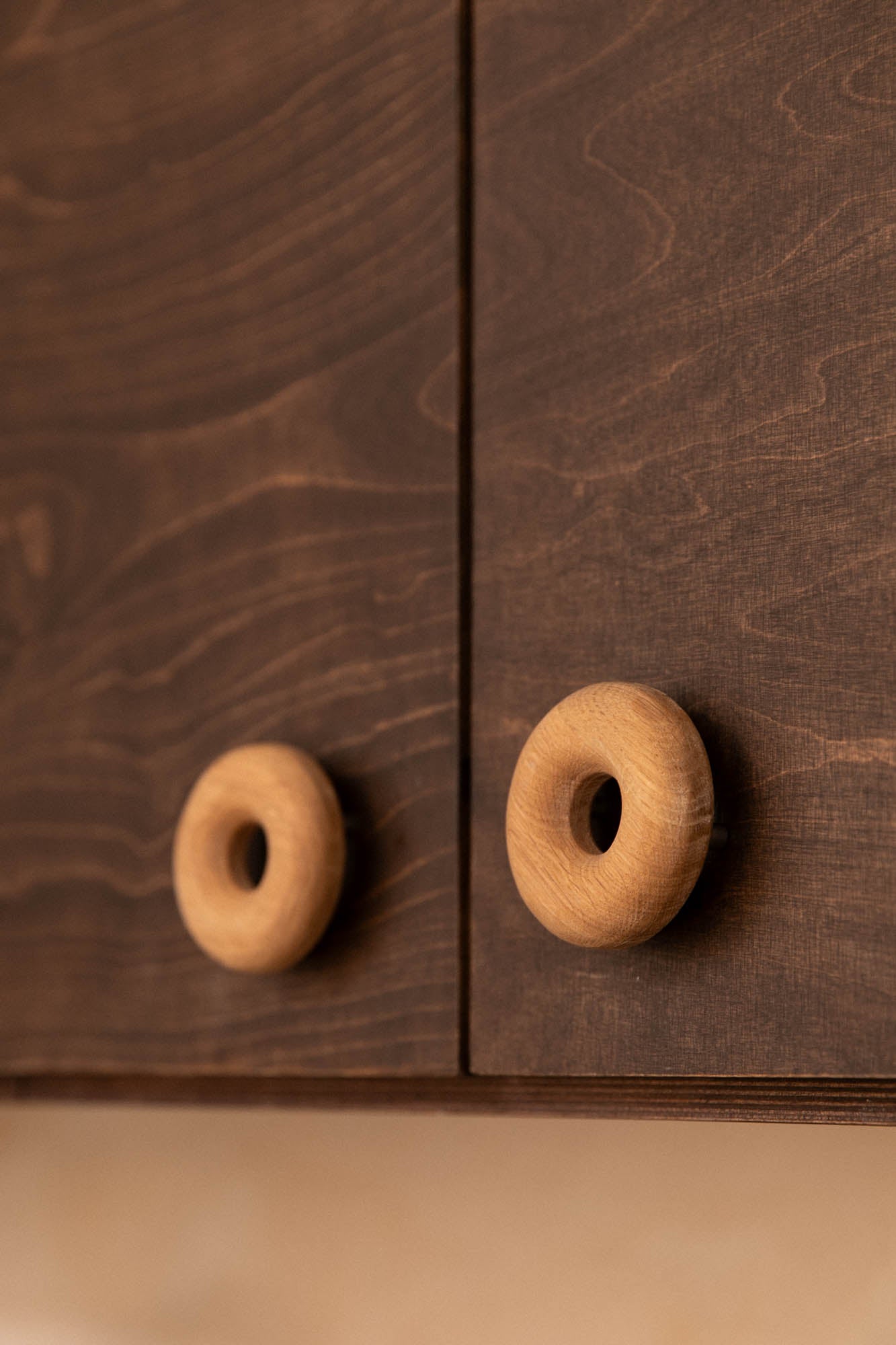 Poignées forme Donuts en chêne