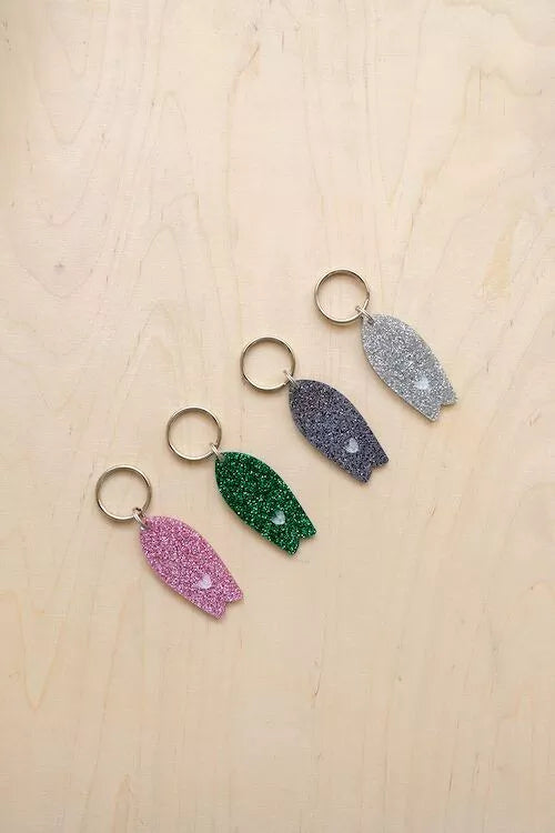 Porte-clés Surf motif coeur Paillettes