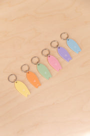 Porte-clés Surf motif coeur Pastel
